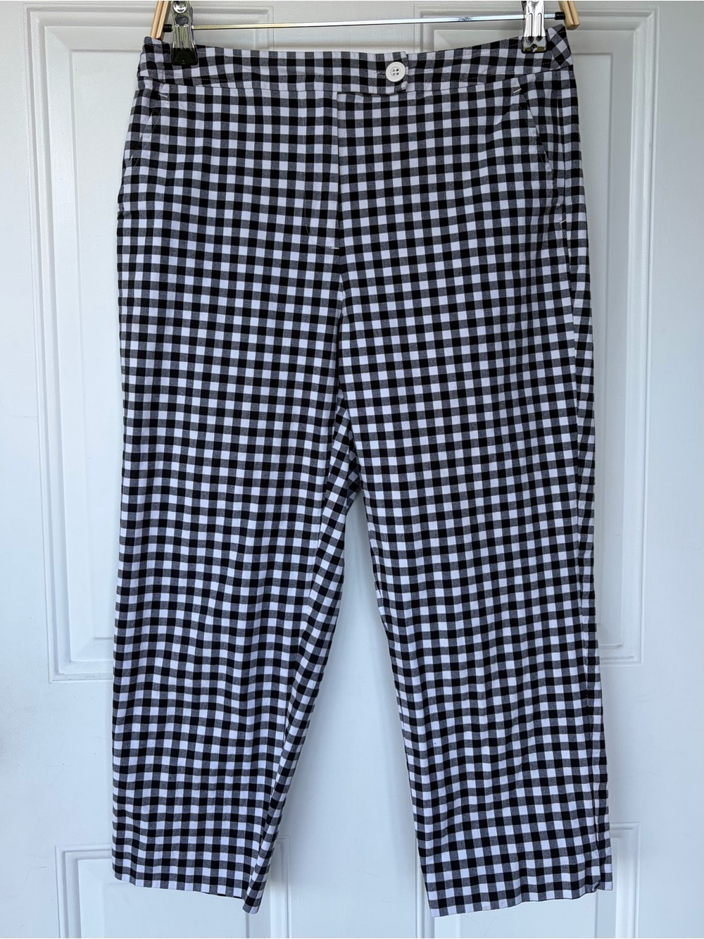 •Talbots• Black & White Gingham Stretch Cropped/Capri Pants - Size 6